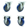 Service Caster 4 Inch Blue Polyurethane Wheel Swivel Top Plate Caster Set with 2 Rigid SCC SCC-20S414-PPUB-BLUE-2-R414-2